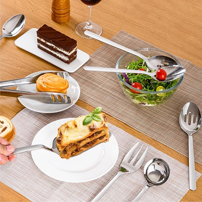 KINGSTONE 10 piece Large Hostess Serving Utensils Set,18/10 Stainless Steel