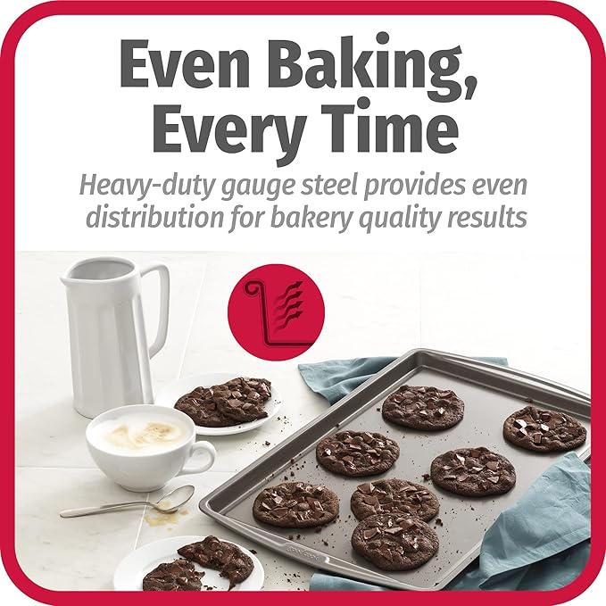 GoodCook Everday Nonstick Carbon Steel 17 x 11-Inch Baking Sheet Set, 2 Pack – Medium Sized Cooking Pans, Bakeware Set, Cookie Sheets for Baking, Oven Pan Set
