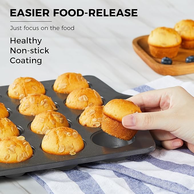 HONGBAKE Mini 24 Muffin & Cupcake Pans with 240 Liners, Nonstick, Non-toxic