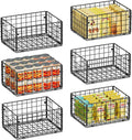 X-cosrack Metal Wire Basket Pantry Baskets Foldable Cabinet Organizers with Handles-6 Pack-12"x9"x6", Food Storage Freezer Organizer Bins for Kitchen Bathroom Laundry Closet Garage - Patent Design
