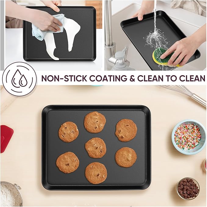 E-far Baking Sheet Set of 2, 12.5" x 9.5" x 1" Cookie Sheet Pan for Baking