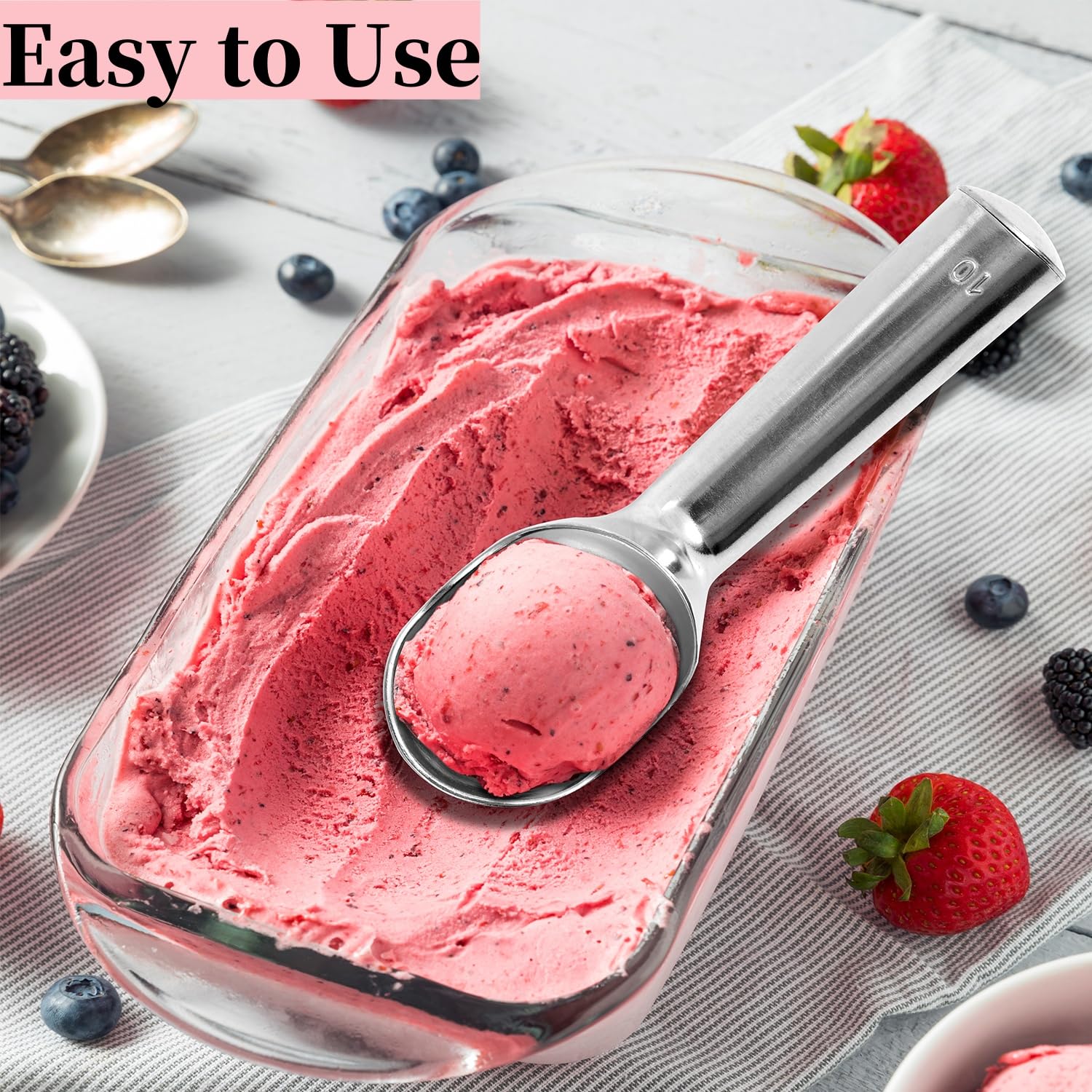 Aluminum Ice Cream Scoop, Large Ice Cream Scooper, Silver