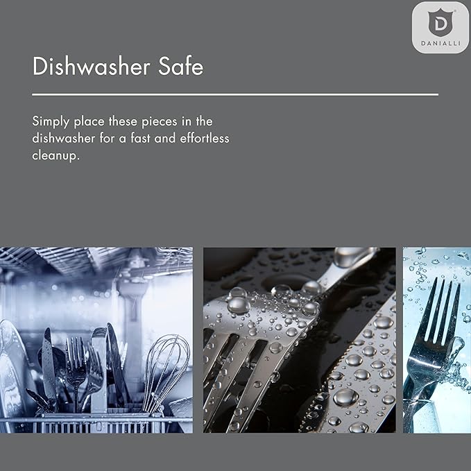 DANIALLI Hammered Silverware Set | Premium 18/10 Stainless Steel Flatware Service for 12 | Heavy-Duty & Dishwasher Safe | Built to Last (60-Piece, Fidenza Hammered)