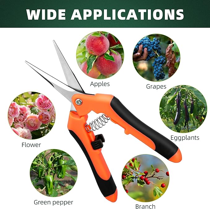 EWPJDK 3 Pack Garden Pruning Shears Scissors Clippers (Orange)
