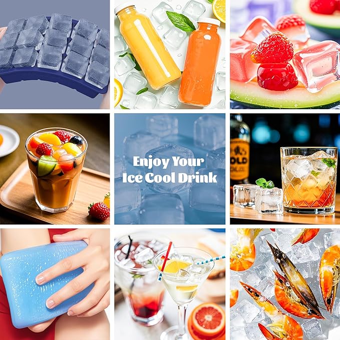 Silicone Ice Cube Tray 3 Pack, HANCELANT Ice Cube Mold, Ice Trays for Freezer with Lid for Whiskey, Cocktail, Drinks and Food, Freezer, BPA Free, Easy Release