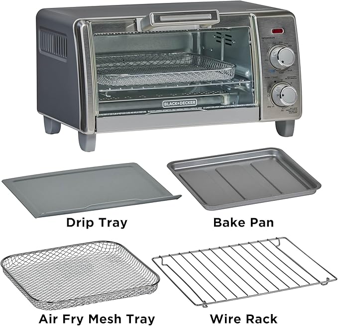 BLACK+DECKER 4-Slice Air Fry Toaster Oven, 5-in-1 Countertop Oven