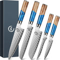 Fukep 5 Piece Damascus Knife Set, Japanese VG10 Steel Kitchen Knives