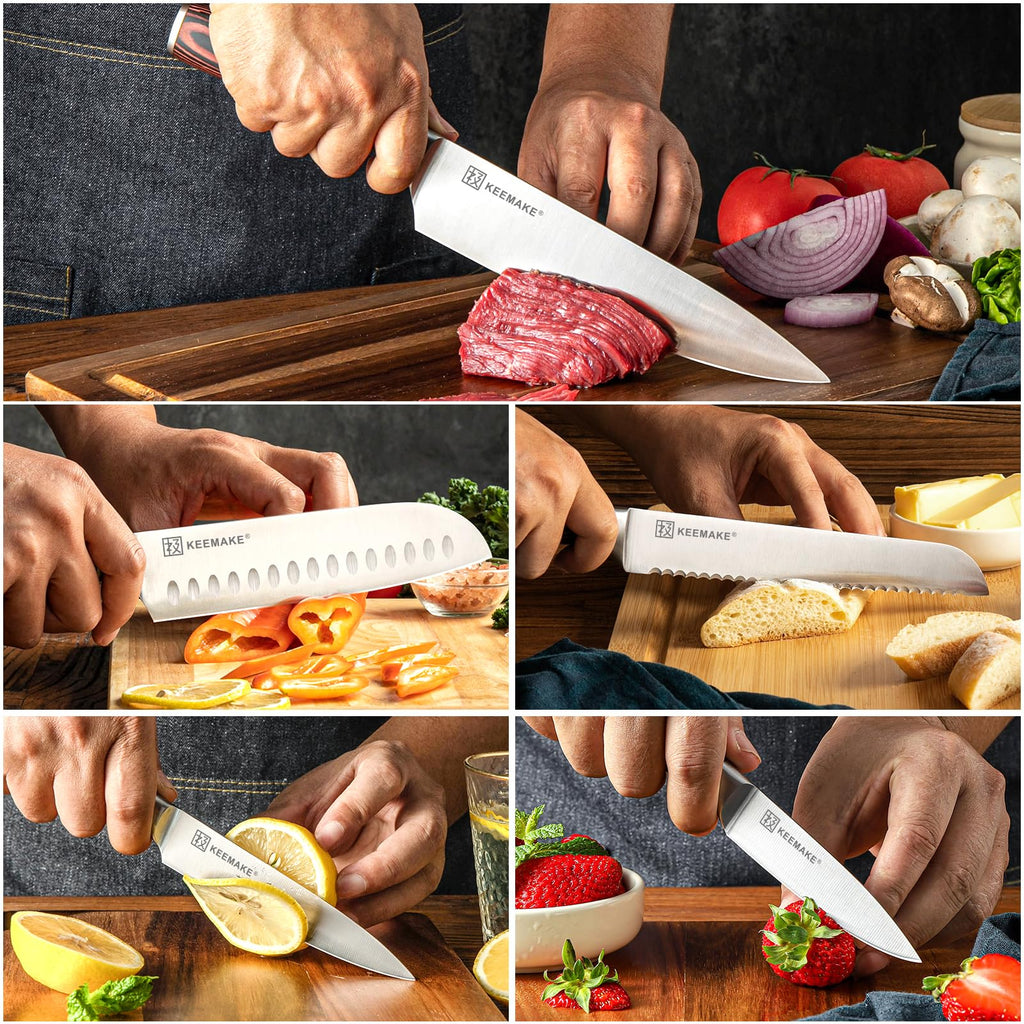 KEEMAKE Kitchen Knife Set of 5, Professional Razor Sharp Chef Knife Set