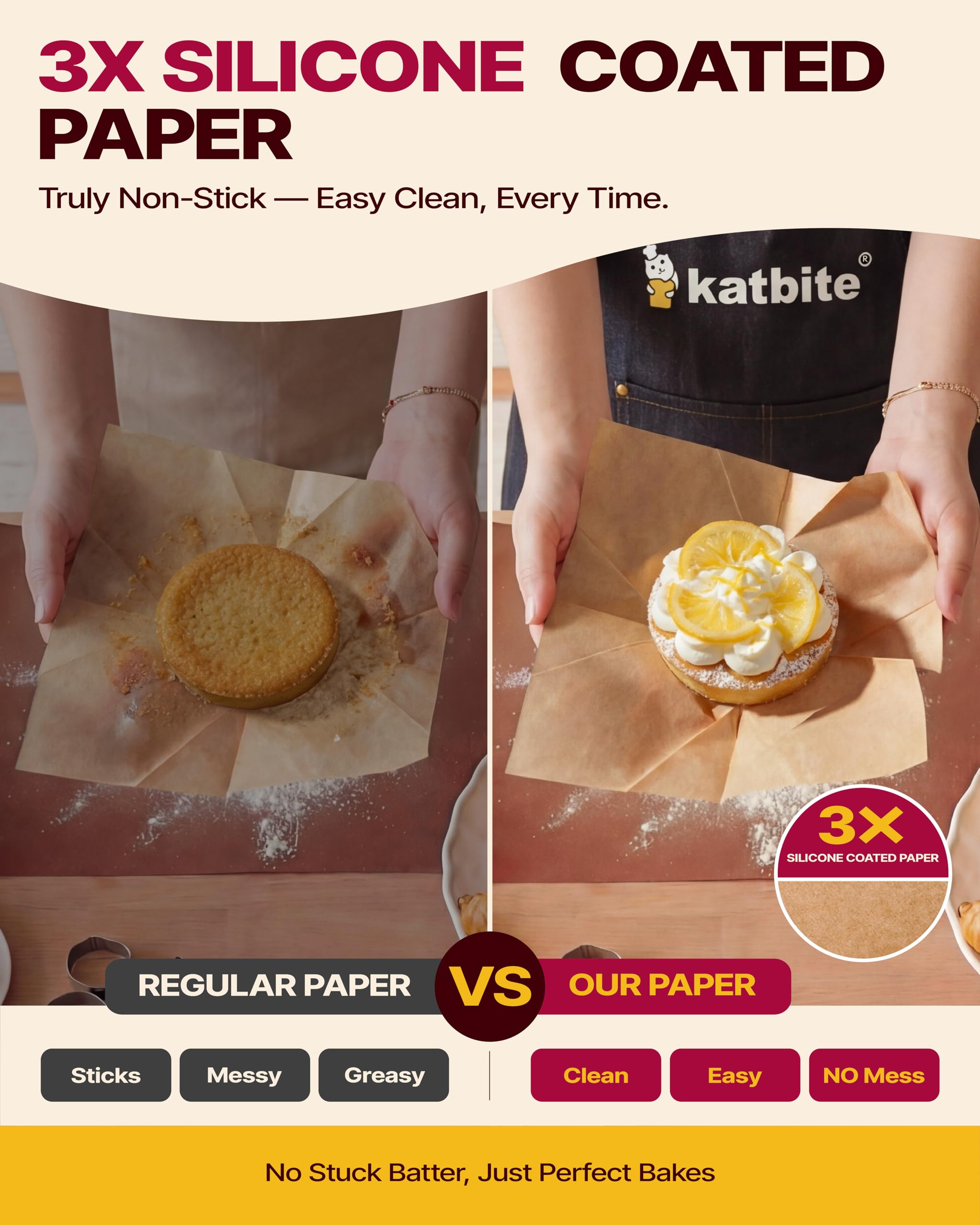 Katbite Tulip Cupcake Liners 200PCS, Standard Size Muffin Baking Cups Brown