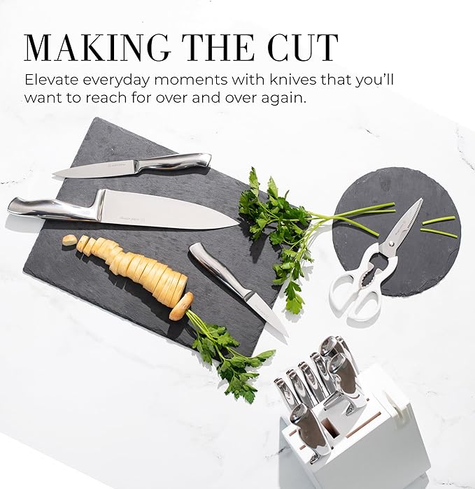 Styled Settings Stainless Steel Knife Set with Built In Sharpener, 14-Piece