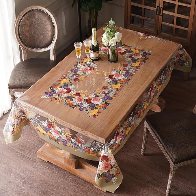 Artbloss Clear PVC Plastic Rectangle Table Cover Waterproof, 52" x 70"