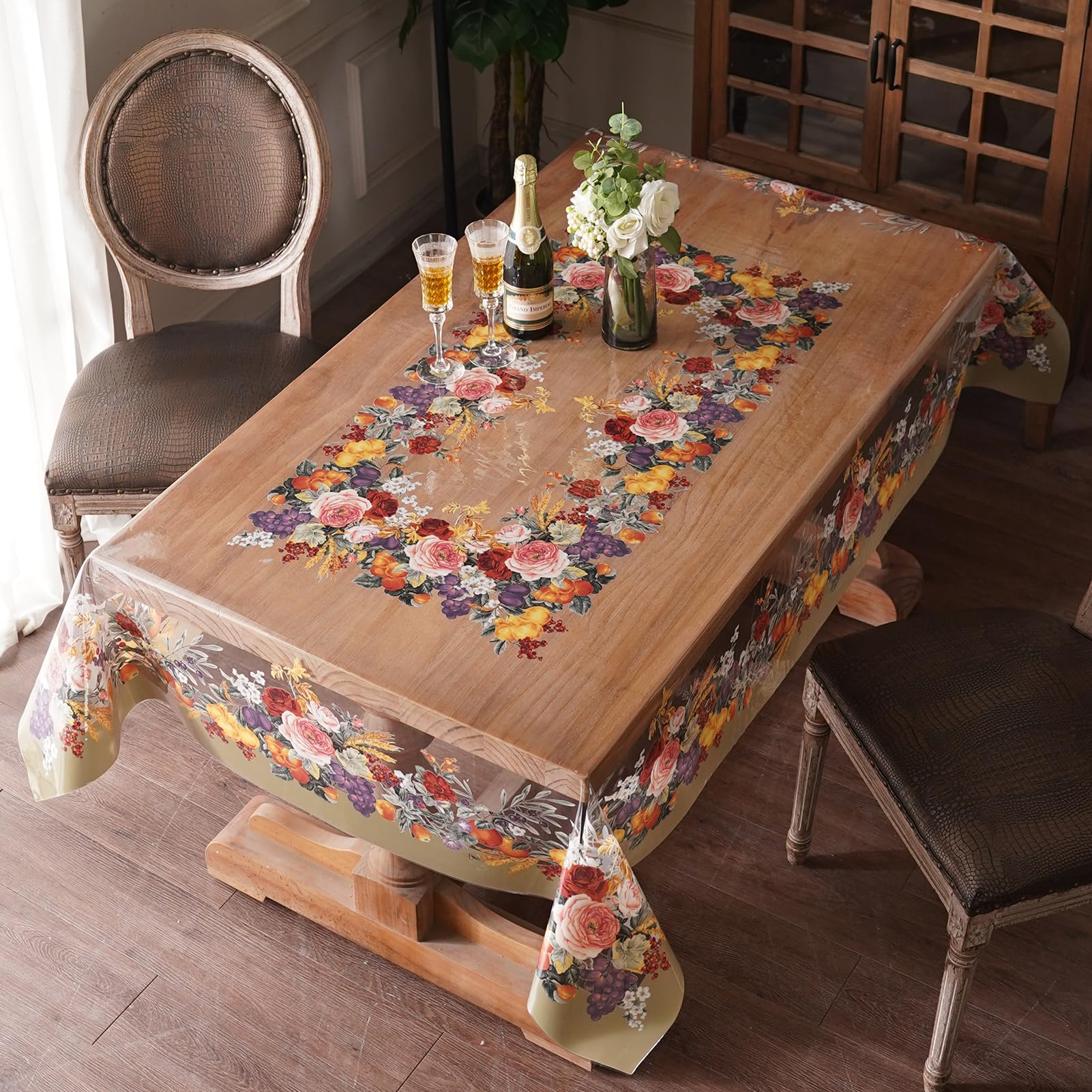 Artbloss Clear Table Cover Protector Vinyl PVC Table Cloth, 60" x 104"
