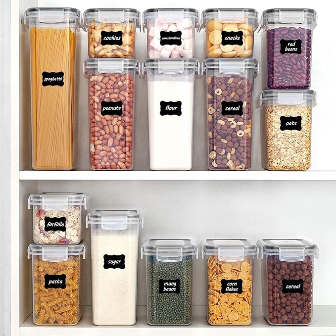 Vtopmart Airtight Food Storage Containers with Lids, 24 pcs, Black