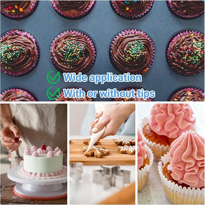 HOMYTOP 18 Inch Large Piping Bags 200 Pack - Disposable Pastry Bags - Thick Anti-Burst Pastry Icing Frosting Piping Bags For Decorating Cupcakes Cakes Cookies (Large 18 Inch-200 Pack)