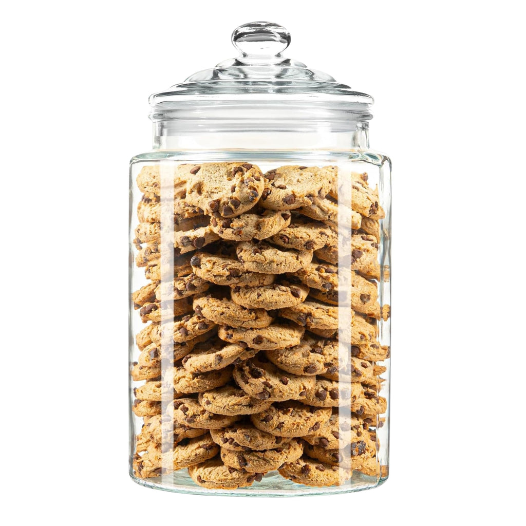 1.5 Gallon Glass Cookie Jar - Tall Food Storage Container with Airtight Lid - Large Kitchen Canister for Sugar, Flour, Dog Treat, Candy, Biscotti & Apothecary - Pack of 1