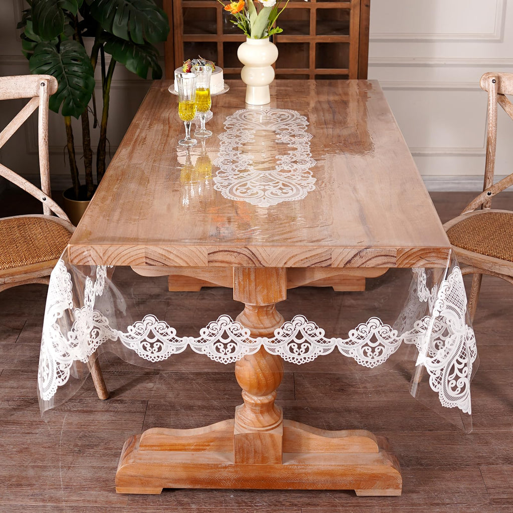 Artbloss Clear Table Cover Protector Rectangle Vinyl Table Cloth, 60" x 84"