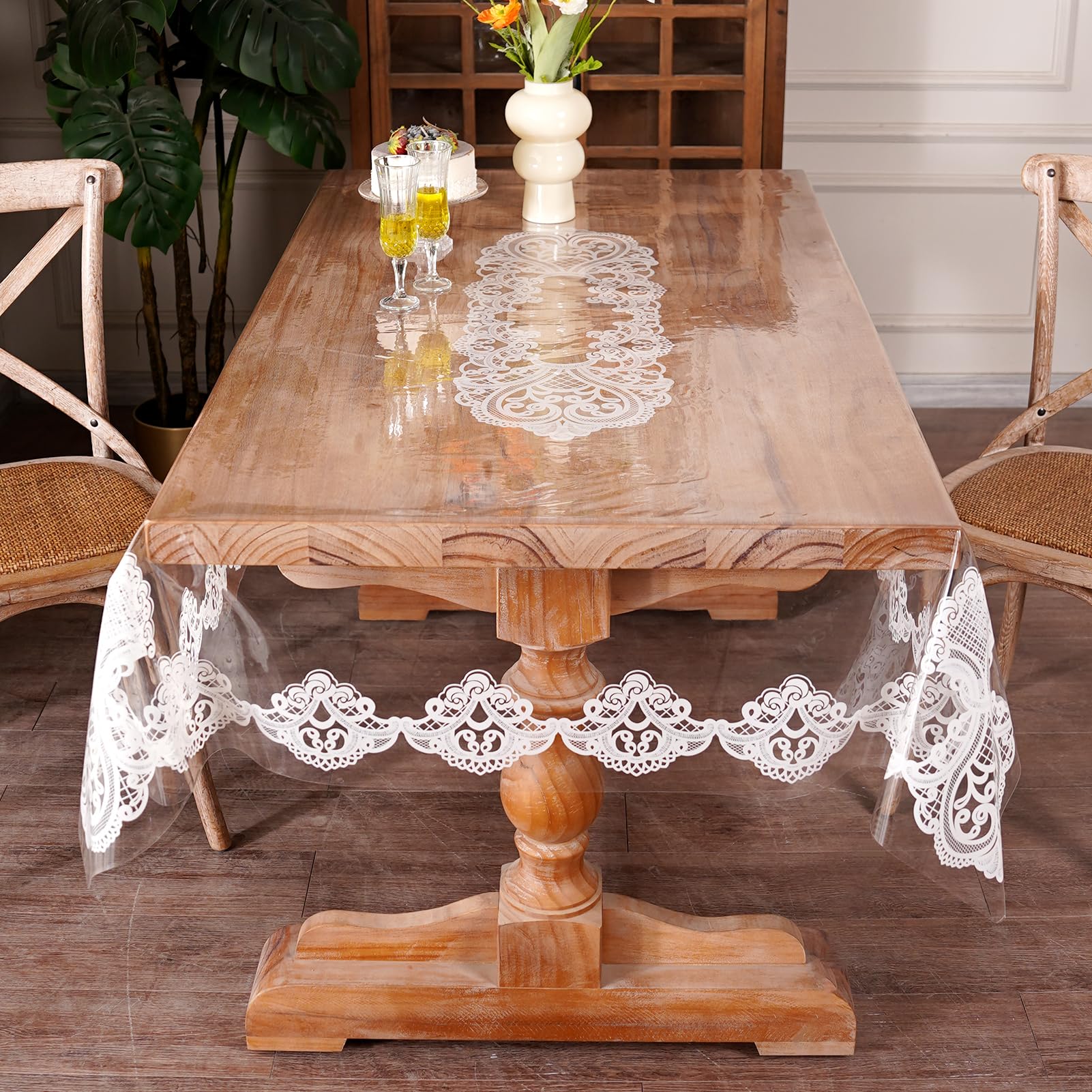 Artbloss Clear Table Cover Protector Rectangle Vinyl Table Cloth, 60" x 84"