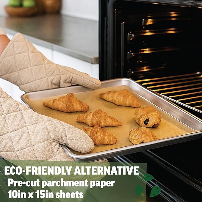 Zenlogy 10x15 Parchment Paper, 100 Sheets, Pre-Cut, Fits Jelly Roll Pans