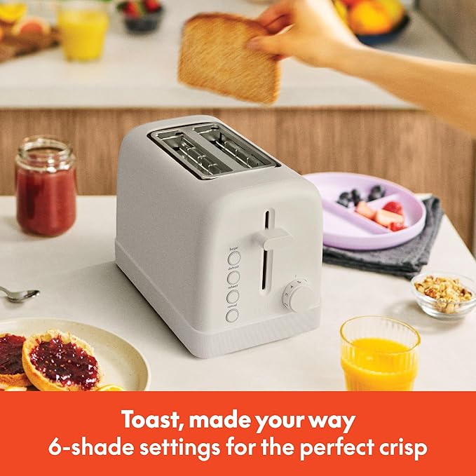 bella 2-Slice Toaster with Extra Wide Slots and 6-Shade Control, Oatmilk