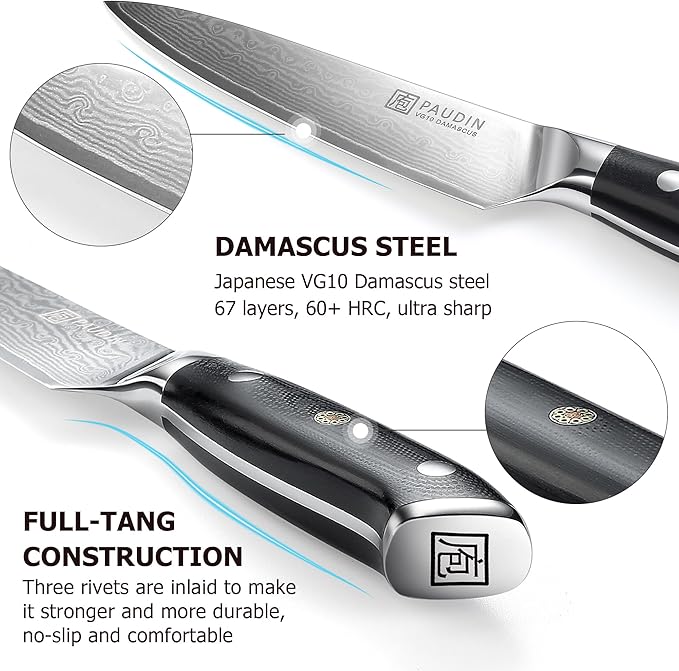 PAUDIN Utility Knife 5'', 67-Layer Forged Damascus Kitchen Knives