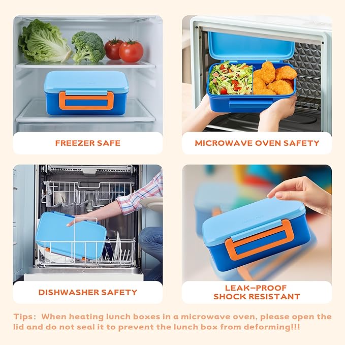 JXXM Lunch Box for Kids With 8oz Soup Thermo, Leak-proof Lunch Container with 2 Compartments, Thermo Food Jar Food Containers for Back to School Girls Boys (Blue)