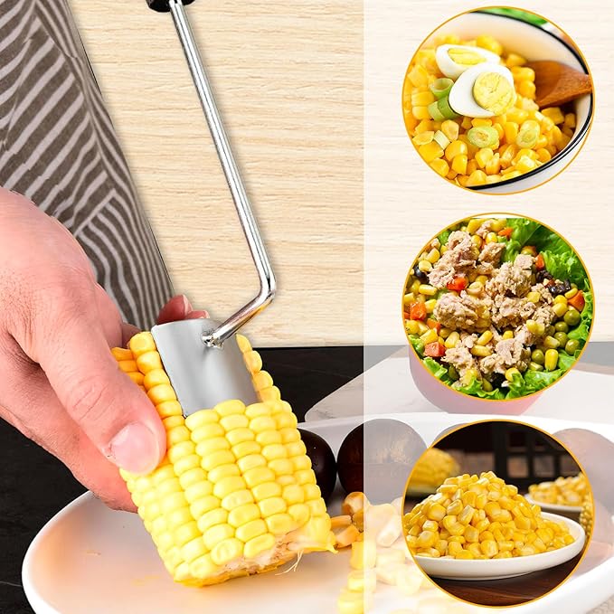 Aphohome 2 Pack Corn Peeler Stainless Steel Corn Cob Stripper Tool - Corn Kernel Remover & Thresher for Corn on the Cob, Kitchen Corn Shucker with Ergonomic Handle for Fresh Corn