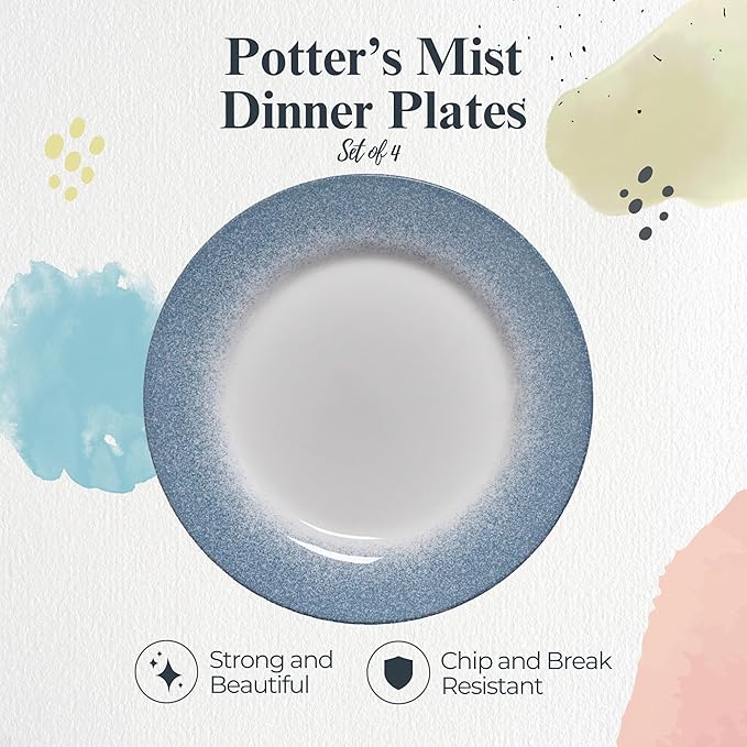 Portmeirion Potter's Mist Dinner Plate - Blue, Set of 4
