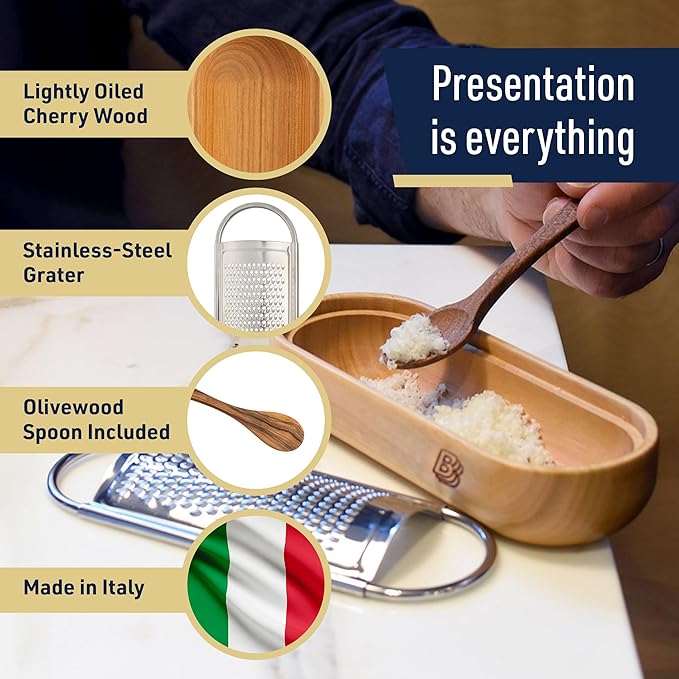 Kings County Tools Cheese Grater with Container, Italian Kitchen Gadgets