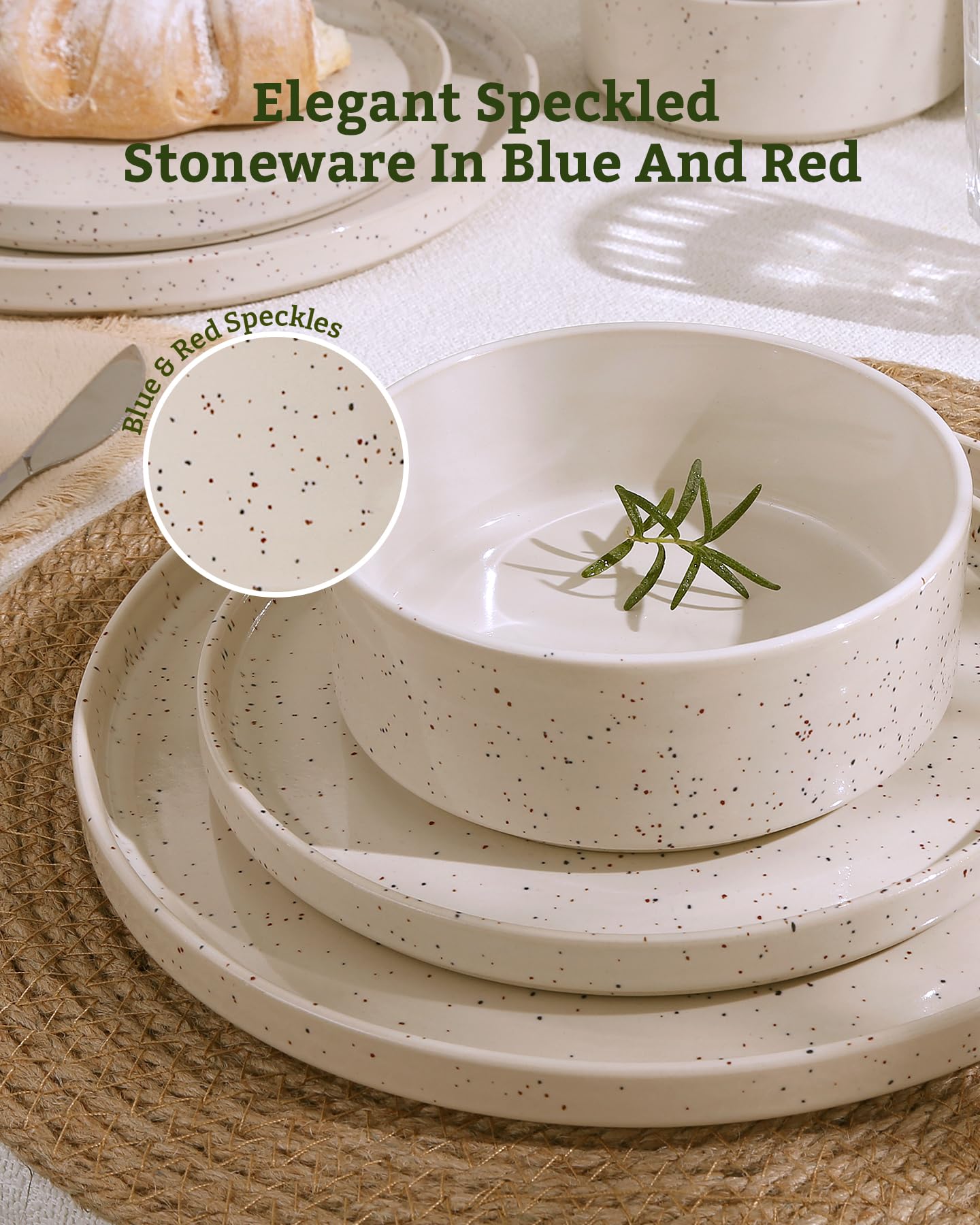 Famiware Nebula 12-Piece Stoneware Dinnerware Set, Creamy White