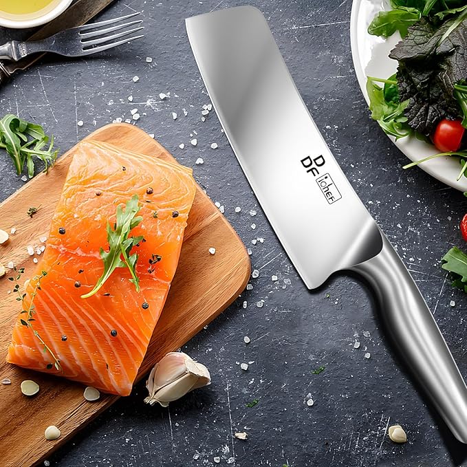 DDF iohEF Nakiri Kitchen Knife, Chef's Knife In Japanese Stainless Steel Professional Cooking Knives, Non-slip Ultra Sharp Knife with Ergonomic Handle
