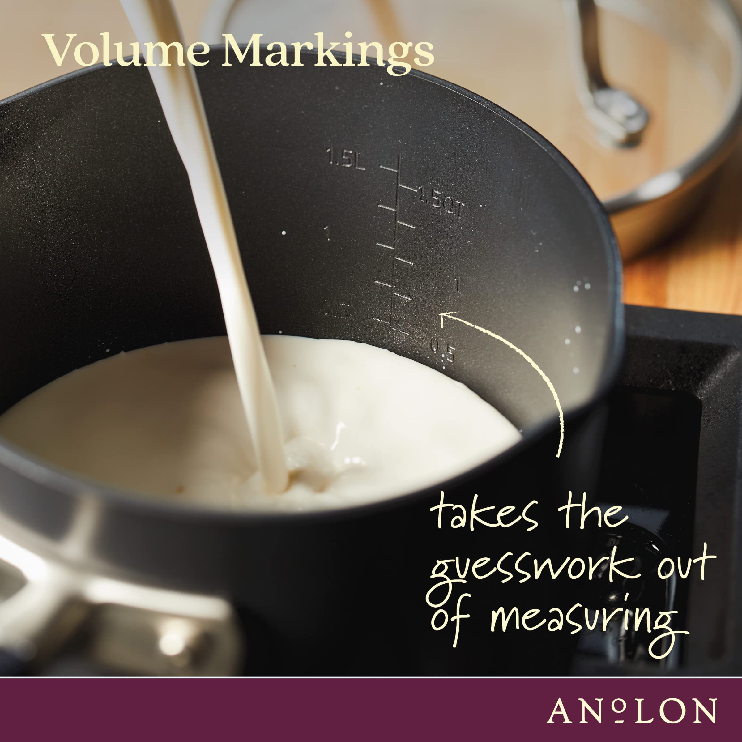 Anolon Advanced Home Hard-Anodized Nonstick Saucepan with Lid, 2-Quart