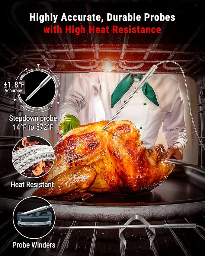 TempPro TempSync 500FT Wireless Meat Thermometer for Grilling and Smoking