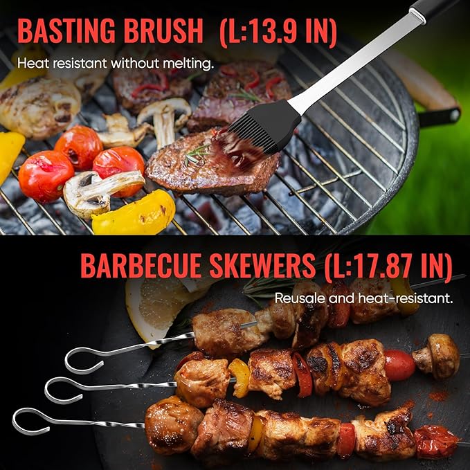 21 Pcs Grill Tools Set,BBQ ＆ Grilling Accessories Outdoor Barbecue Utensils