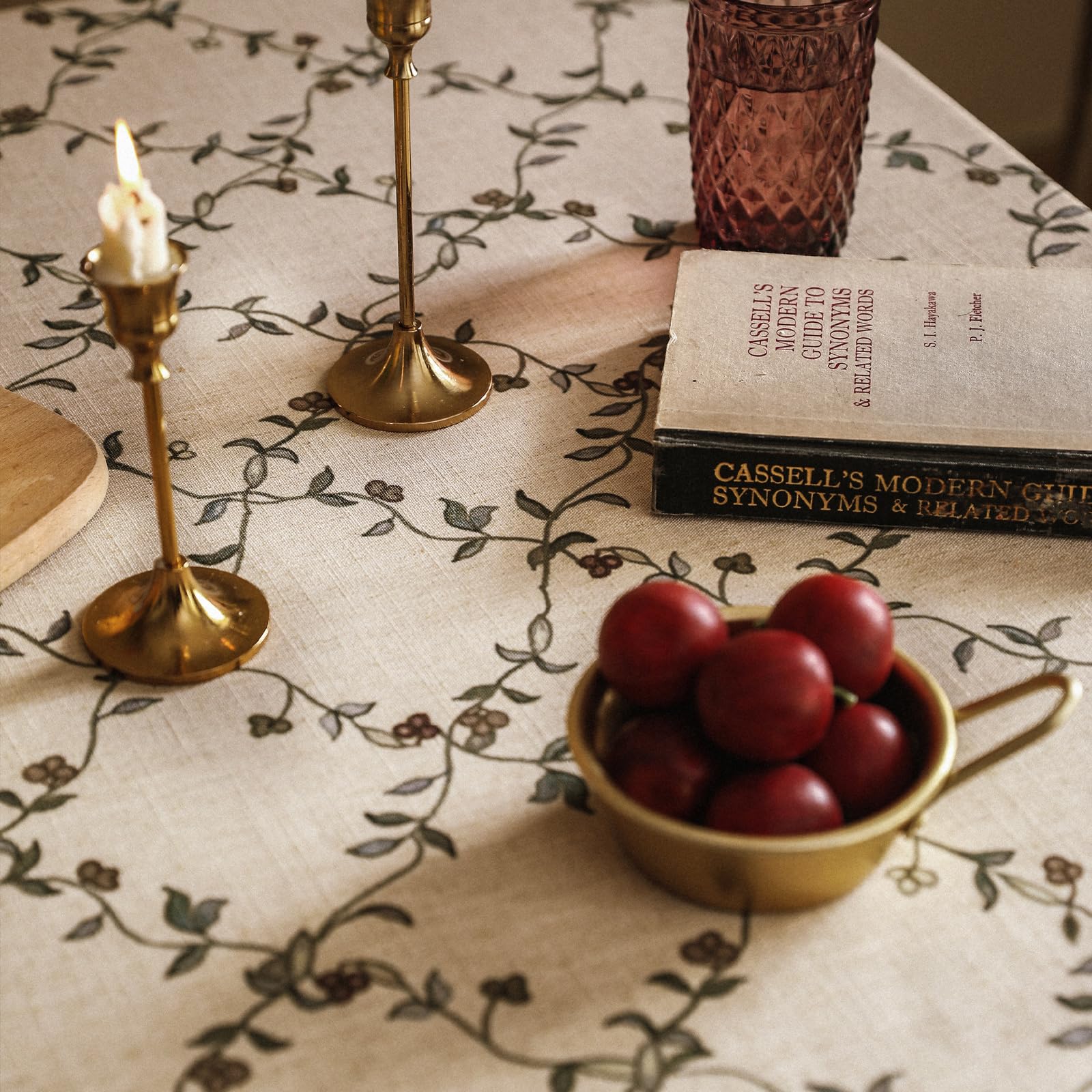 patdrea Vintage French Linen Tablecloth,Square,55"x55"-Oliveirad