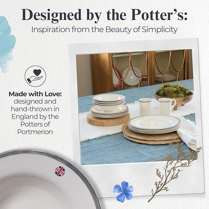 Portmeirion Potter's Brushstroke Oatmeal Bowl - Grey, Set of 4