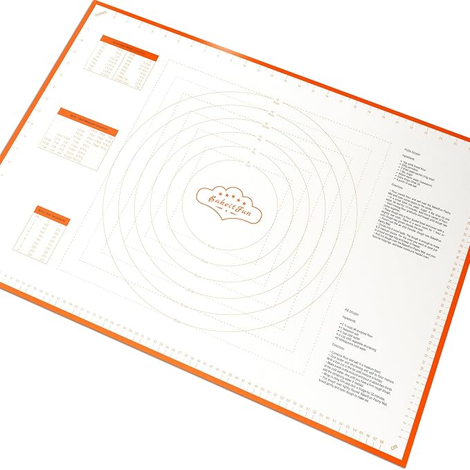BakeitFun Silicone Pastry Mat X-Large 29.5 x 20.5 Inches, Nonstick Dough Rolling Mat with Measurement Markings, Heat Resistant to 450°F, BPA Free, Dishwasher Safe Baking Mat