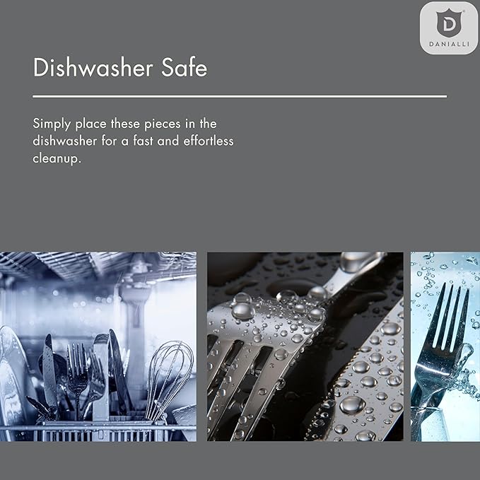 DANIALLI Silverware Set for 16 | 18/10 Stainless Steel Flatware Set | Mirror Finish, Heavy-Duty, Dishwasher Safe, Elegant & Durable, Built to Last (80-Piece, Marettimo)