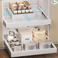 Makfoner 2 Pcs Pull Out Cabinet Organizers, Width (12"-19") and Depth (17"-23") Expandable With 3 Slides, No Drill Slide out Drawers Adhesive Film or Nail Cabinets Without Lip in Kitchen, Bathroom