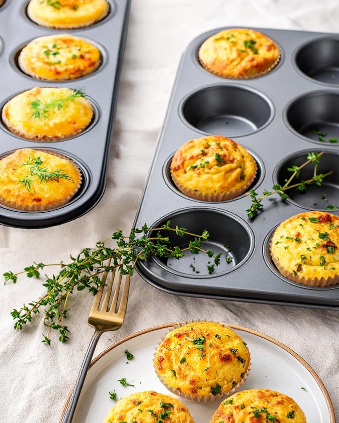 Bake Choice 2 Muffin Pan for Baking, Standard Cupcake Pan with 100 Liners