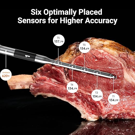ThermoMaven WiFi Wireless Meat Thermometer, 4 Probes, Smart Base, 6 Sensors