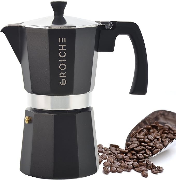 GROSCHE Milano Stovetop Espresso Maker Moka Pot 9 espresso Cup 15.2oz Black