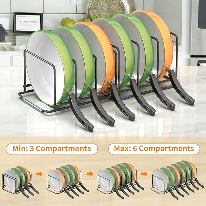 VAEKUCEAN Adjustable 2.2in Pan Organizer Rack