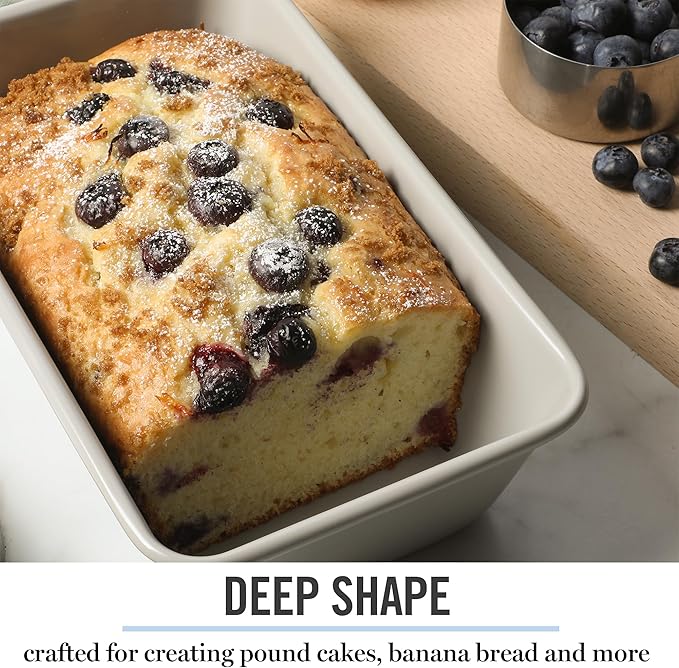 Martha Stewart Gallen 9 Inch Nonstick Carbon Steel Loaf Pan – Cool Grey, Durable Bakeware for Even Baking and Easy Release