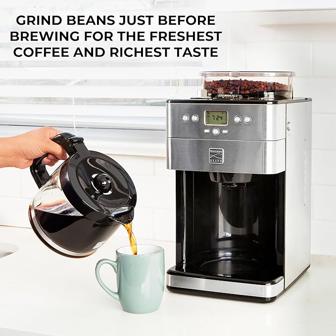 Kenmore Elite Grind and Brew Coffee Maker 12 Cup with Built‑In Burr Grinder