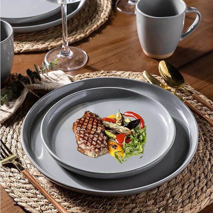 AmorArc Dinnerware Sets for 4, 12 Pieces Ceramic Plates and Bowls Set