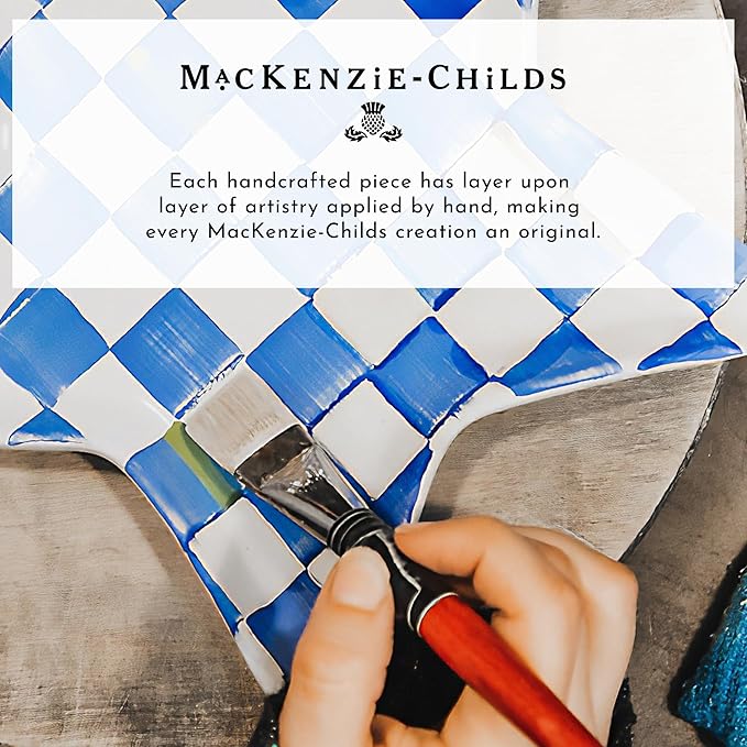 MACKENZIE-CHILDS Enamel Salad Serving Set, Blue-and-White Royal Check