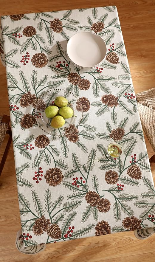 ISAENNE Designer Vintage Linen Rectangular Tablecloth,102"x63"-Carol B