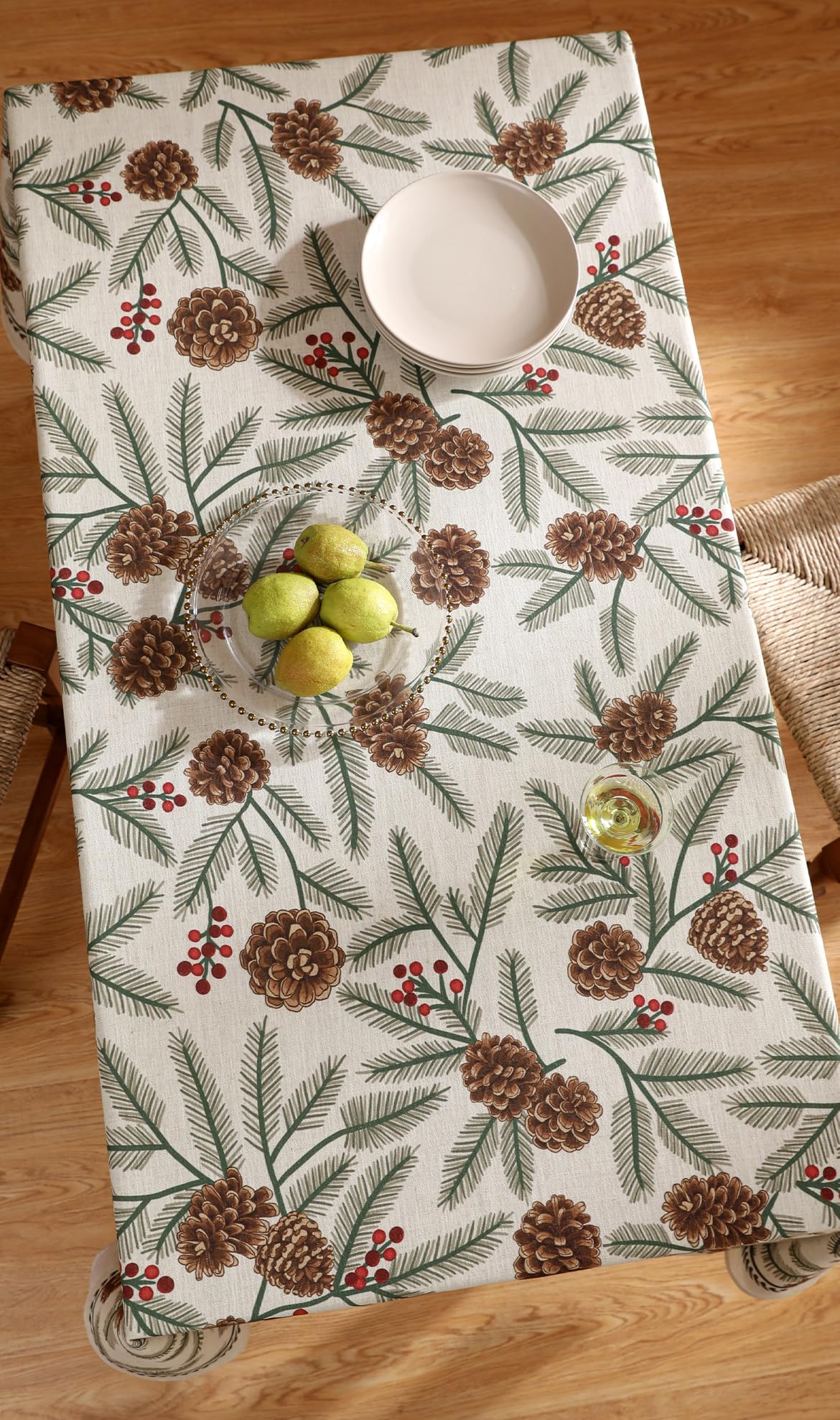 ISAENNE Designer Vintage Linen Rectangular Tablecloth,79"x55"-Carol B
