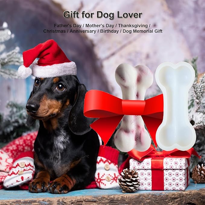 SIUPER 5IN Big Bone Dog Cat Treat Molds 2 Pack, DIY Flavors for Puppy. Food Safe Silicone for Oven. Large Ice Cube Mold for Pet Chew, Cooling. Pets Birthday Cake Baking. Fun Gift for Dog Lover