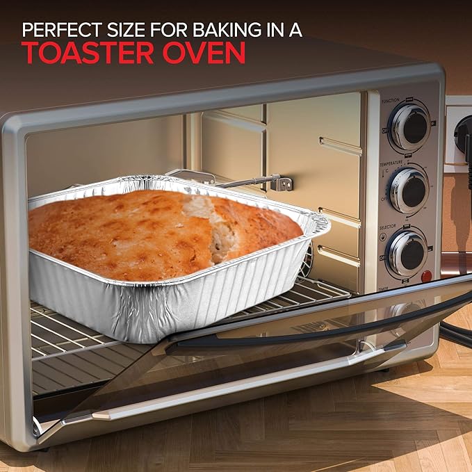 Stock Your Home 8x8 Foil Pans (20 Pack) 8 Inch Square Aluminum Pans - Foil Pans - Disposable Food Containers Great for Baking Cake, Cooking, Heating, Storing, Prepping Food